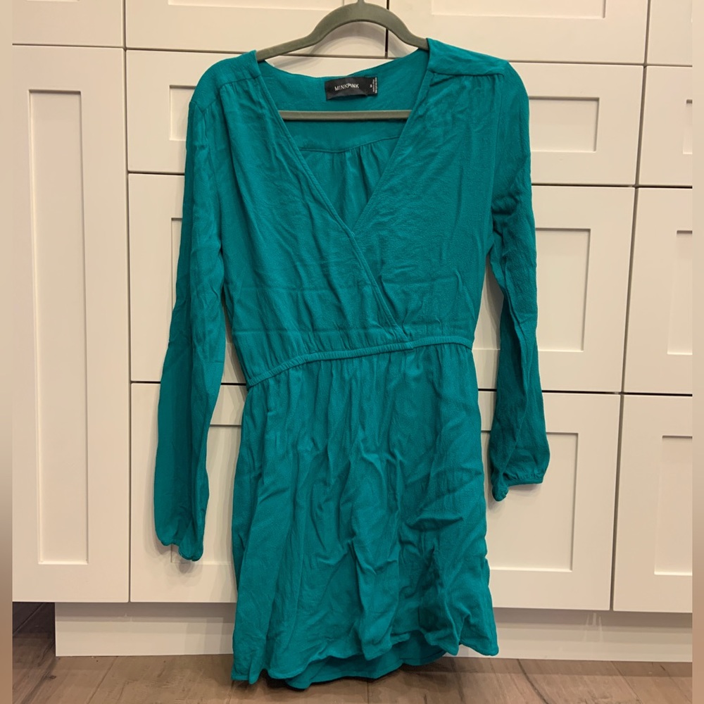 Minkpink jewel tone green blue dress